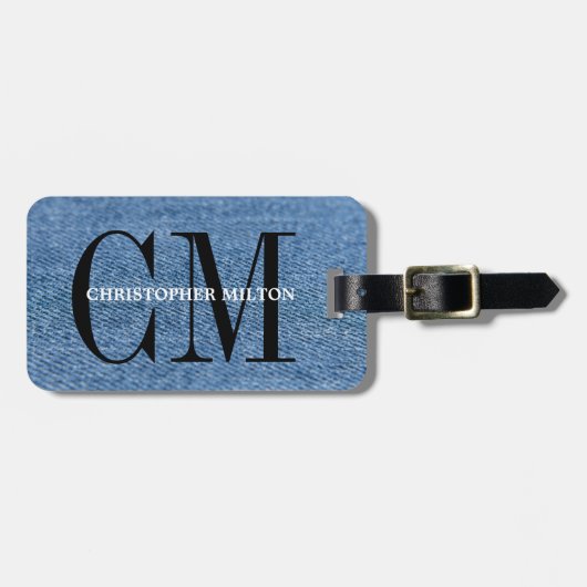 Cool Texture Jeans Zwart Vet Monogram Bagagelabel (Voorkant horizontaal)