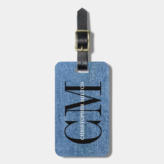 Cool Texture Jeans Zwart Vet Monogram Bagagelabel (Voorkant verticaal)