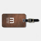 Cool Textuur Bruin Wit Klinkende Monogram  Bagagelabel (Voorkant horizontaal)