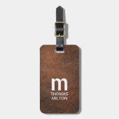 Cool Textuur Bruin Wit Klinkende Monogram  Bagagelabel (Voorkant verticaal)