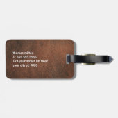 Cool Textuur Bruin Wit Klinkende Monogram  Bagagelabel (Achterkant horizontaal)