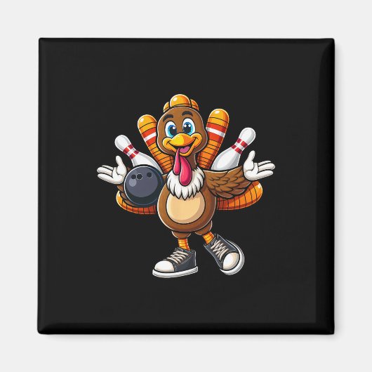 Cool Thanksgiving Bowling Gobble Speler Turkije Bo Magneet (Voorkant)