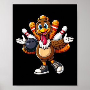 Cool Thanksgiving Bowling Gobble Speler Turkije Bo Poster