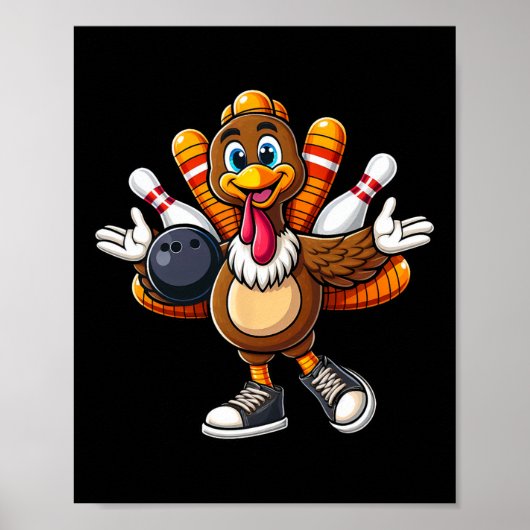 Cool Thanksgiving Bowling Gobble Speler Turkije Bo Poster (Voorkant)