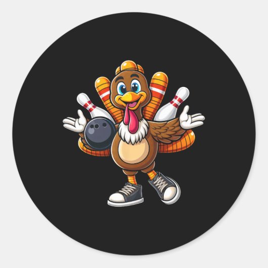 Cool Thanksgiving Bowling Gobble Speler Turkije Bo Ronde Sticker (Voorkant)