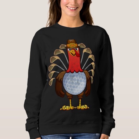 Cool Thanksgiving Golf Gobble Player Turkey Thankf Trui (Voorkant)