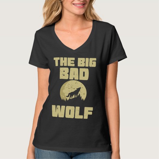 Cool The Big Wolf Howling Moon Fairy Tale Readers T-shirt (Voorkant)