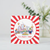Cool Themapark Circus Party Tekst toevoegen Papier Kaart (Staand voorkant)