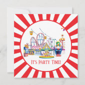 Cool Themapark Circus Party Tekst toevoegen Papier Kaart (Voorkant)