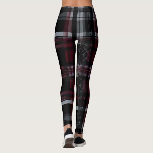 Cool Thrashed Gothic Grungy Grunge Plaid Patroon Leggings (Achterkant)