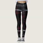 Cool Thrashed Gothic Grungy Grunge Plaid Patroon Leggings (Voorkant)