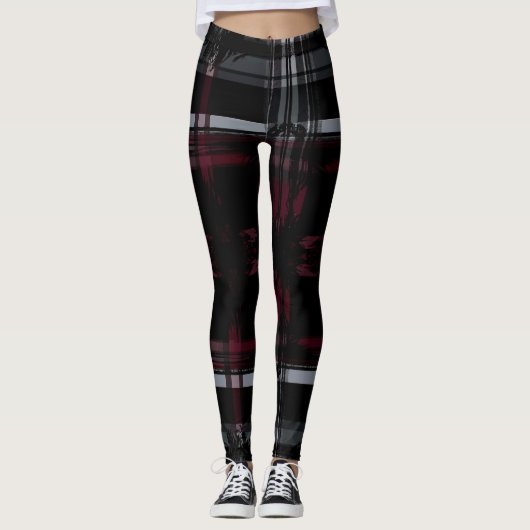 Cool Thrashed Gothic Grungy Grunge Plaid Patroon Leggings (Voorkant)