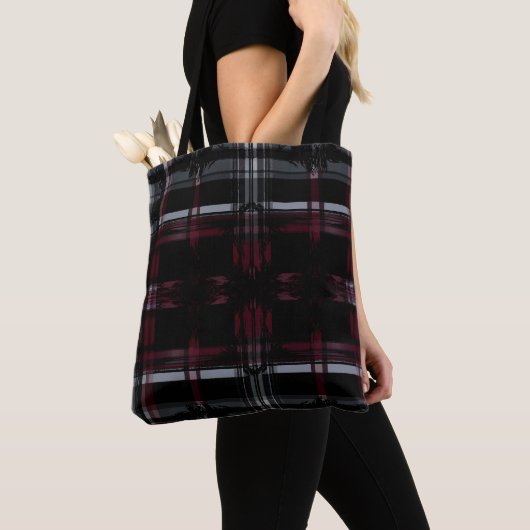 Cool Thrashed Gothic Grungy Grunge Plaid Patroon Tote Bag (Dichtbij)
