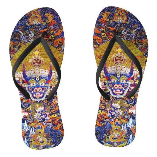 Cool tibetan thangka god mandala tattoo Yamantaka Teenslippers (Voetbed)