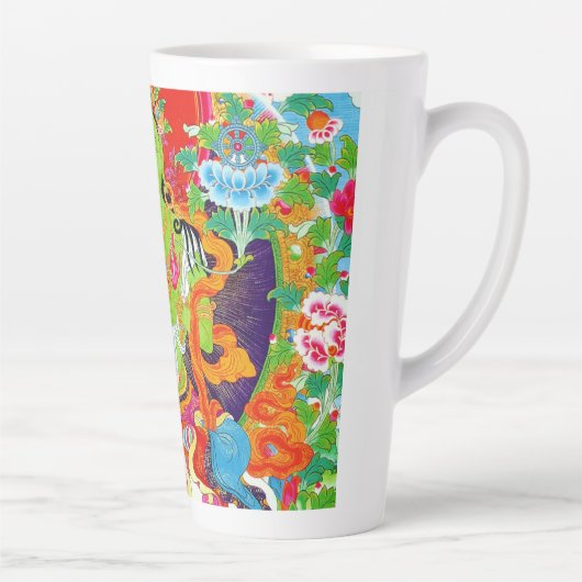 Cool tibetan thangka groene tara god tattoo vibrer latte mok (Rechts)