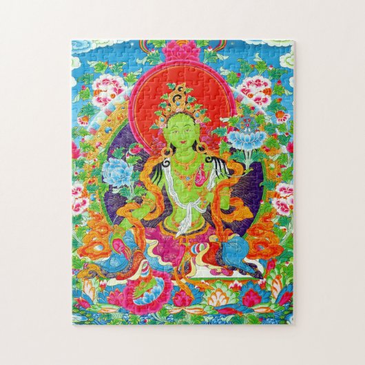 Cool tibetan thangka groene tara god tattoo vibrer legpuzzel (Verticaal)
