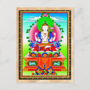 Cool tibetan thangka Shadakshari Avalokiteshvara Briefkaart