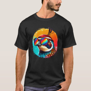 Cool Tie Dye Kwartel Zonnebril Vogel Illustratie K T-shirt