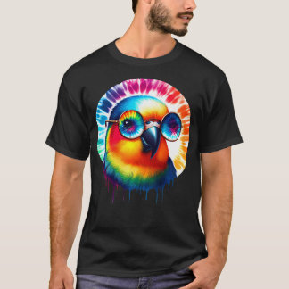 Cool Tie Dye Lovebird Zonnebril Bird Illustratie T-shirt