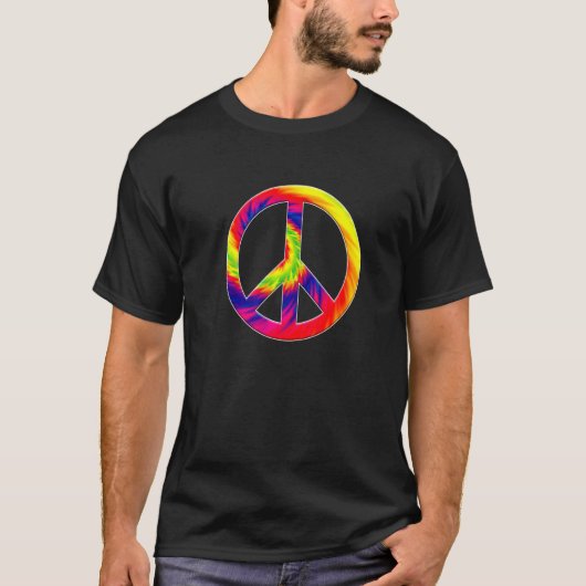 Cool Tie Dye Peace Sign Equality Freedom Hippie T-shirt (Voorkant)