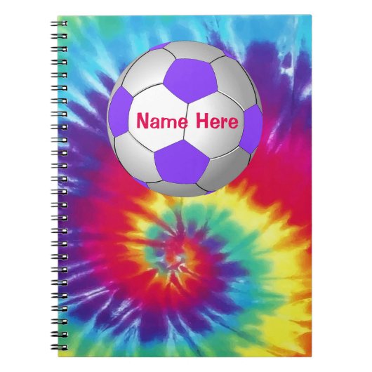 Cool Tie Dye PERSONALIZED Soccer Notebook Notitieboek (Voorkant)