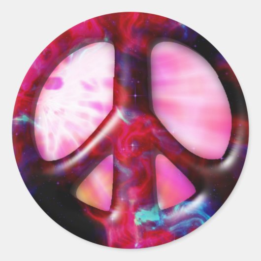 Cool Tie Dye Space Nebula Vredesteken Ronde Sticker (Voorkant)