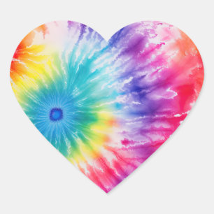Cool Tie Dye Sun Burst Hart Sticker
