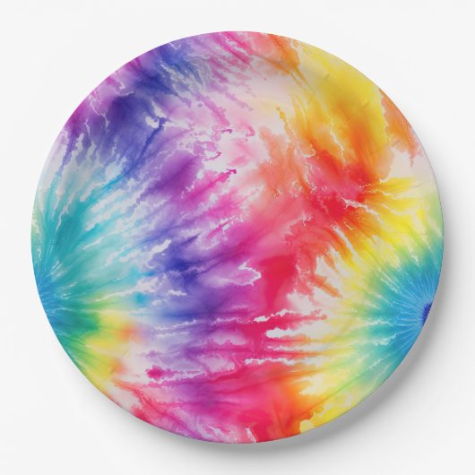 Cool Tie Dye Sun Burst Papieren Bordje (Voorkant)