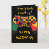 Cool Tiener Level 13 Gamer Kaart (Gele Bloem)