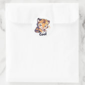 Cool Tiger Anime Ronde Sticker (Tas)