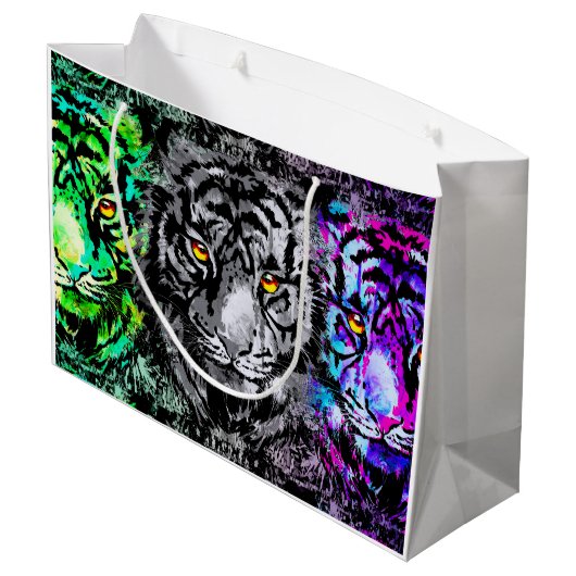 Cool Tiger Artwork - Big Cats - Tiger Gift Bag Groot Cadeauzakje (Achterkant Gekanteld)
