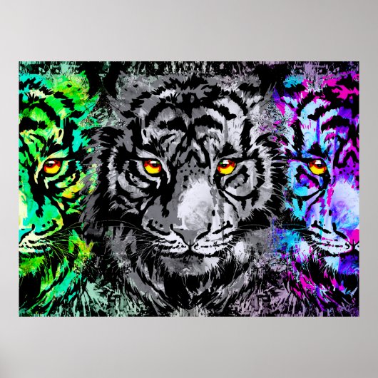 Cool Tiger Artwork - Wildlife Big Cats - Tiger Poster (Voorkant)