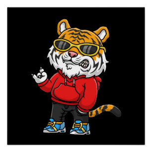 Cool Tiger cartoon Perfect Poster