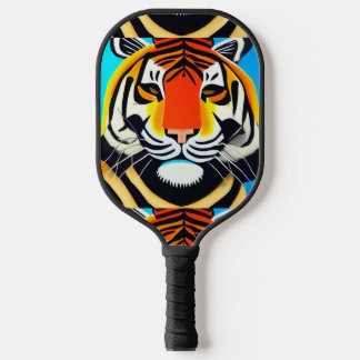 Cool Tiger Face Abstracte kunst Pickleball Paddle