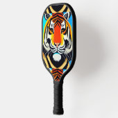 Cool Tiger Face Abstracte kunst Pickleball Paddle (Links)