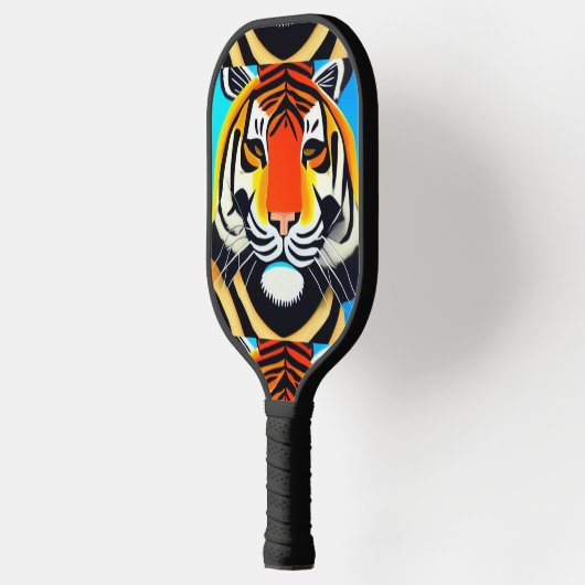 Cool Tiger Face Abstracte kunst Pickleball Paddle (Links)
