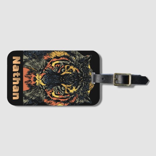 Cool Tiger Face Art voegt je eigen tekst toe Bagagelabel (Voorkant (horizontaal))