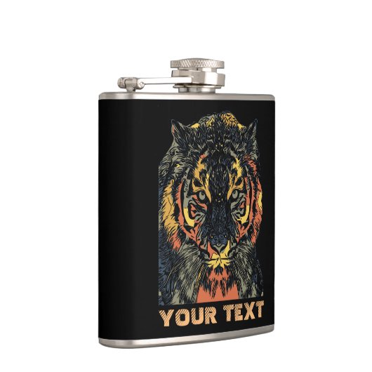 Cool Tiger Face Art voegt je eigen tekst toe Heupfles (Rechts)