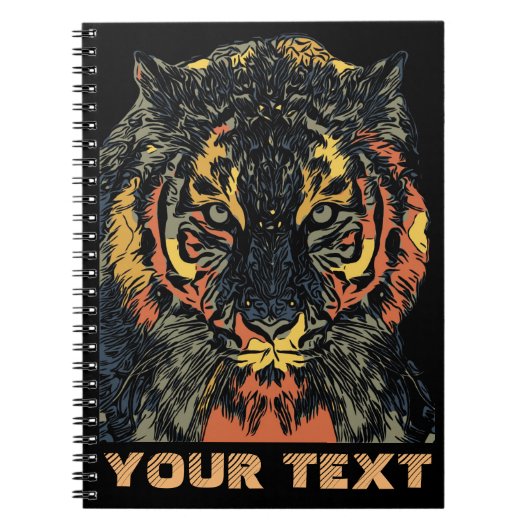 Cool Tiger Face Art voegt je eigen tekst toe Notitieboek (Voorkant)
