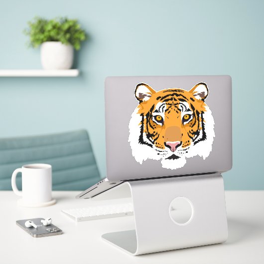 Cool Tiger Face Big Cat Sticker (Laptop op bureau)