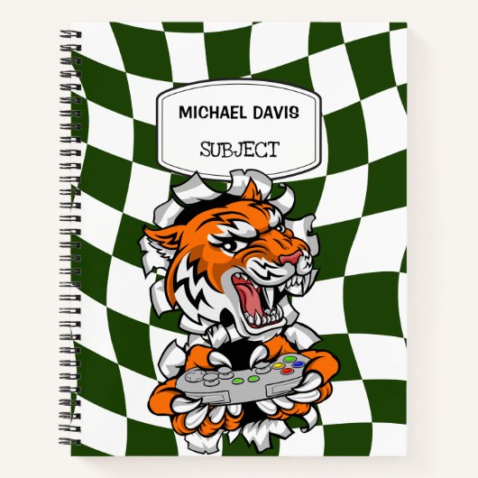 Cool Tiger-gamer met een controller voor videogame Notitieboek (Voorkant)