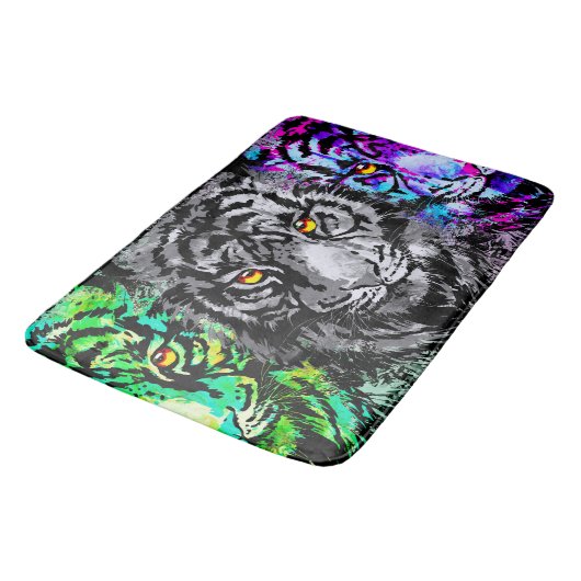 Cool Tiger head - Tiger Artwork - Tiger Bath Mat (Gekanteld)