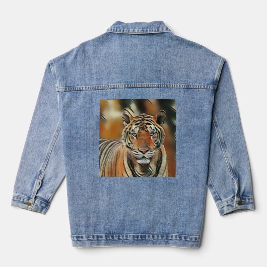 Cool Tiger oerwoud liefhebbers Denim Jacket (Achterkant)