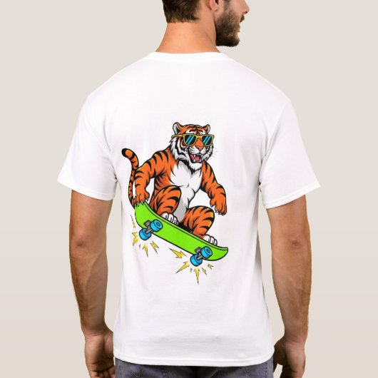 Cool Tiger on Skateboard – Retro Street Style Cart T-shirt (Achterkant)