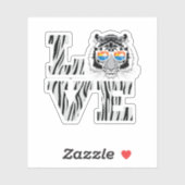 Cool Tiger Sunbril Tiger Love. Perfect ontwerp van Sticker (Vel)