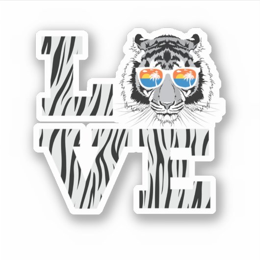 Cool Tiger Sunbril Tiger Love. Perfect ontwerp van Sticker (Voorkant)
