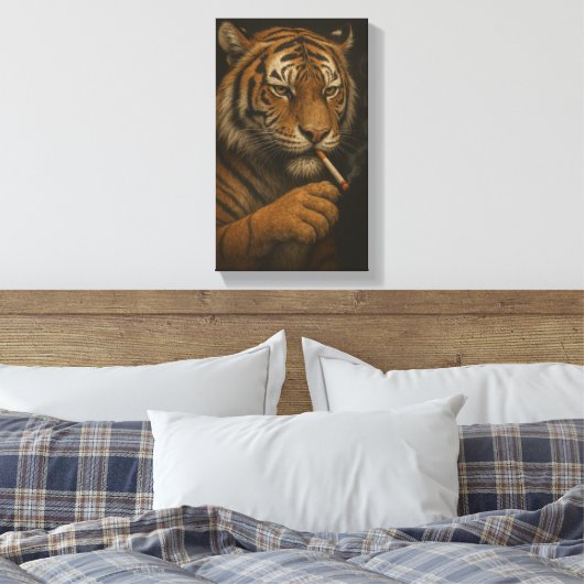 Cool Tiger with a Cigarette Canvas Afdruk (Insitu (Slaapkamer))