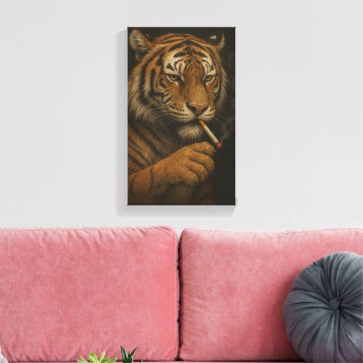 Cool Tiger with a Cigarette Canvas Afdruk (Insitu (Woonkamer))