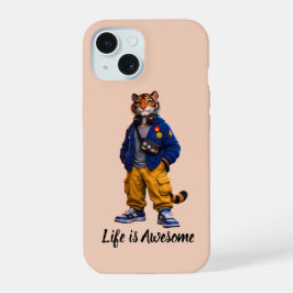 Cool Tijger in Streetwear Kunst - Stedelijke Stijl iPhone 15 Case
