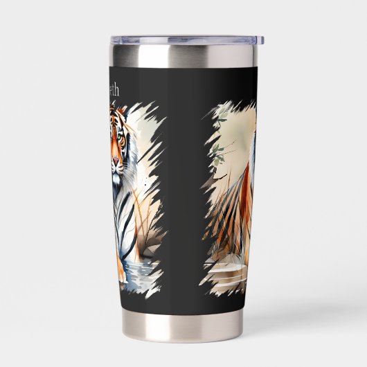 Cool tijger liefhebbers oerwoud geïsoleerde drinkbeker (Links)